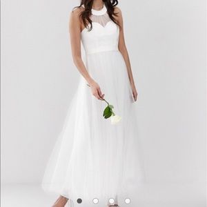 Y.A.S sweetheart tulle maxi wedding dress in white